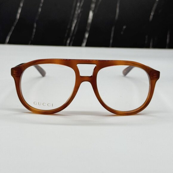 NEW GG1320O 002 GUCCI HAVANA PILOT UNISEX GUCCI EYEGLASSES - Picture 4 of 12